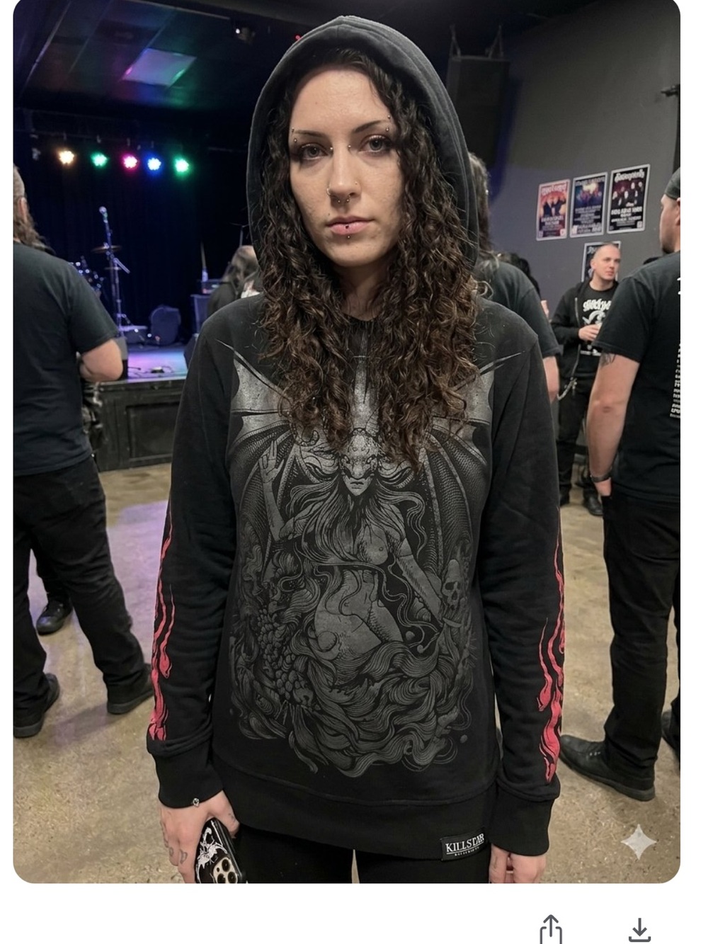 Killstar Black Hoodie with Pink Sleeve Graphics